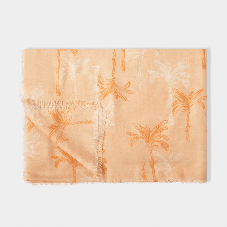Katie Loxton Palm Tree Scarf in Light Taupe and Orange