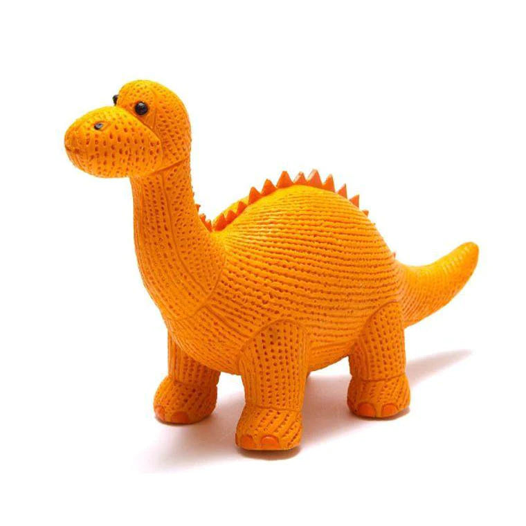 My First Diplodocus Natural Rubber Teether and Bath Toy Orange
