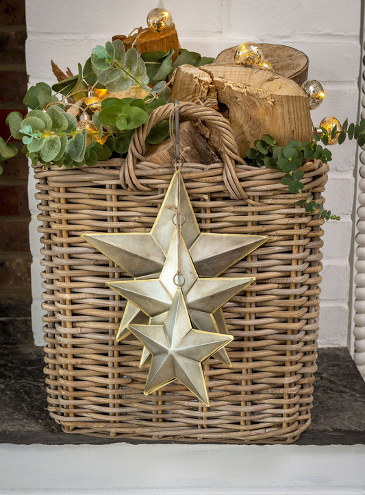 Galvanised Star With Gold Trim
