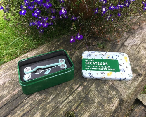 Folding Secateurs In A Tin