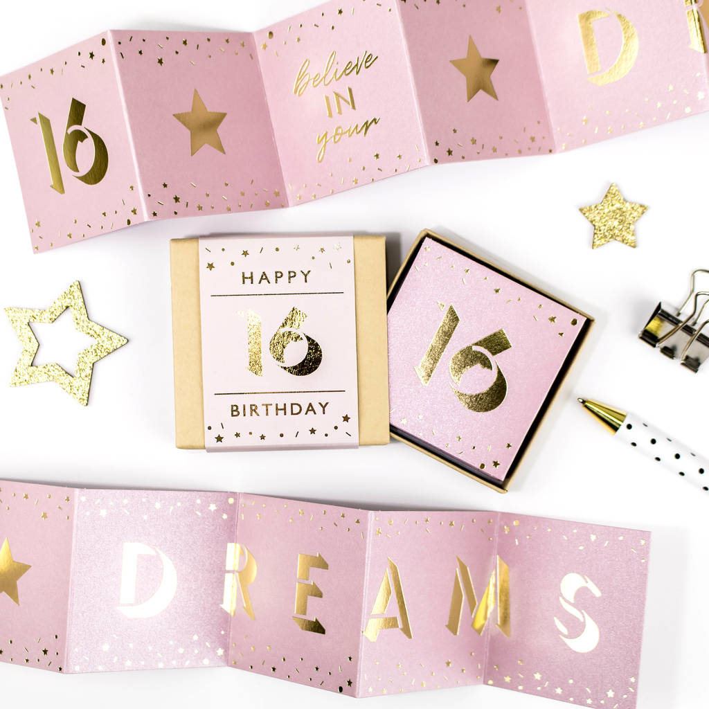 Believe in your Dreams 16th Birthday Boxed Concertina Card