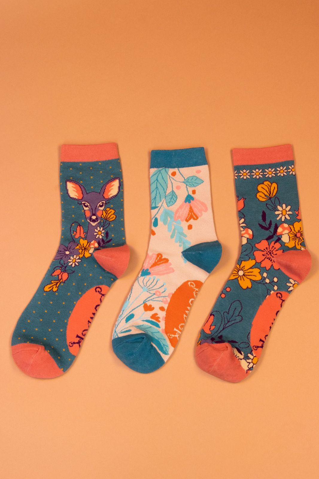 Ladies Floral Deer Ladies Socks Gift Box