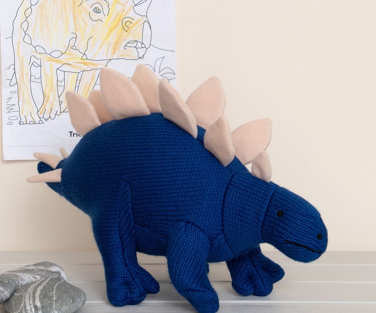 Stegosaurus Knitted Dinosaur Soft Blue